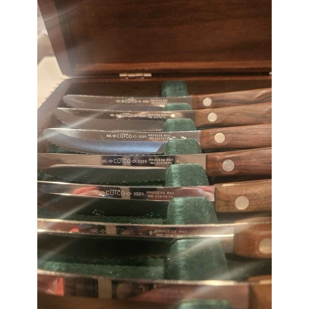 1960s Vintage Cutco 1059 Rose Rosewood Steak Knife Set 7 Pc Wood Box